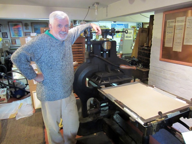Alastair Johnston at Poltroon Press, which he co-founded with Frances Butler in Berkeley in 1975.
