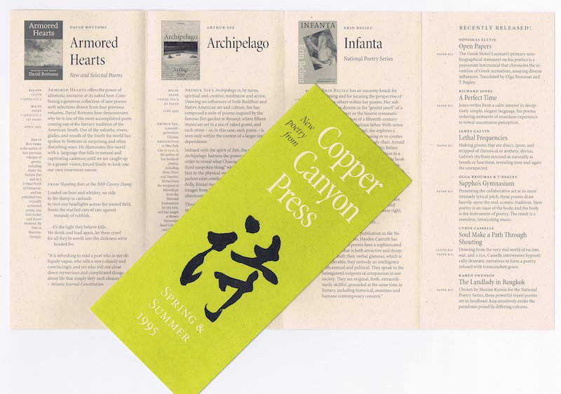 In the 1990s, Berry used Minion extensively in branding and promotional material for Copper Canyon Press.